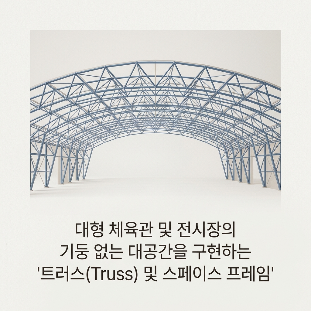 대형 체육관 및 전시장의 기둥 없는 대공간을 구현하는 '트러스(Truss) 및 스페이스 프레임'