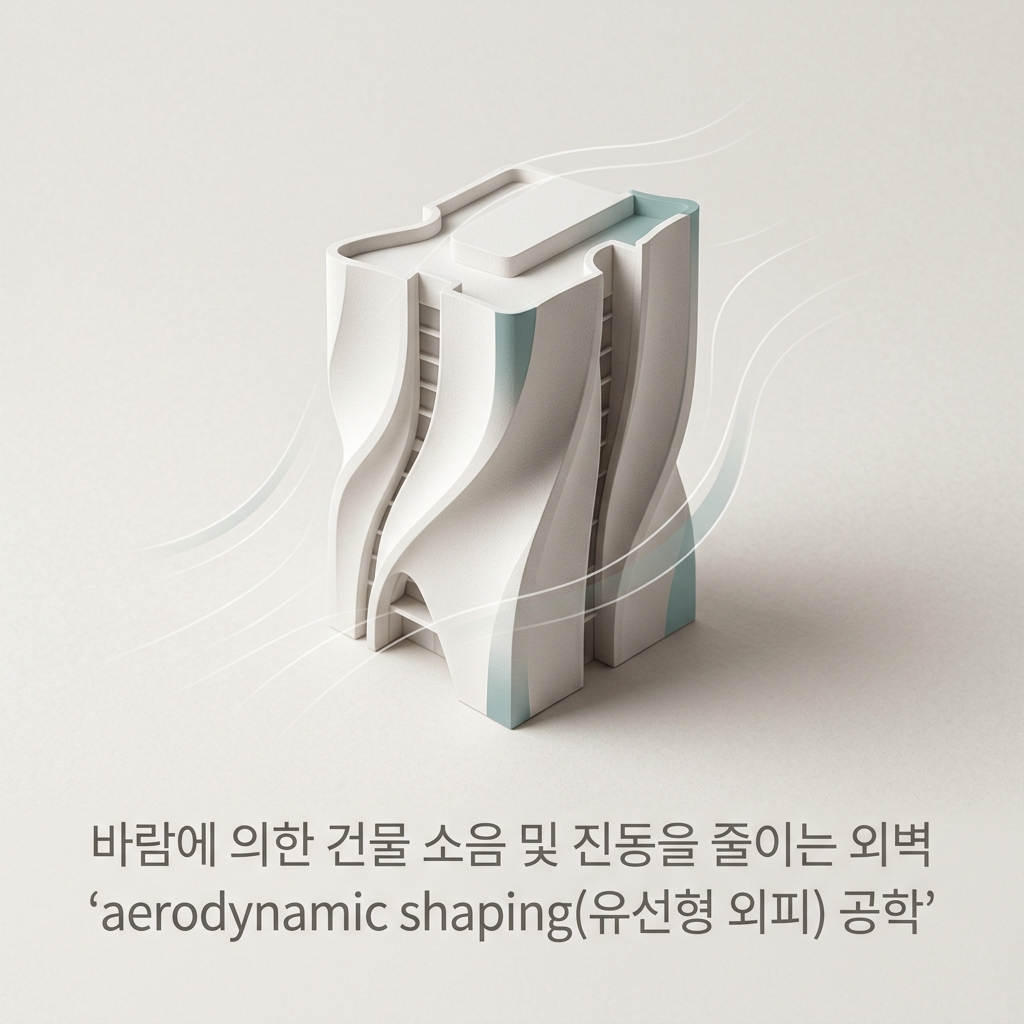 바람에 의한 건물 소음 및 진동을 줄이는 외벽 'aerodynamic shaping(유선형 외피) 공학'