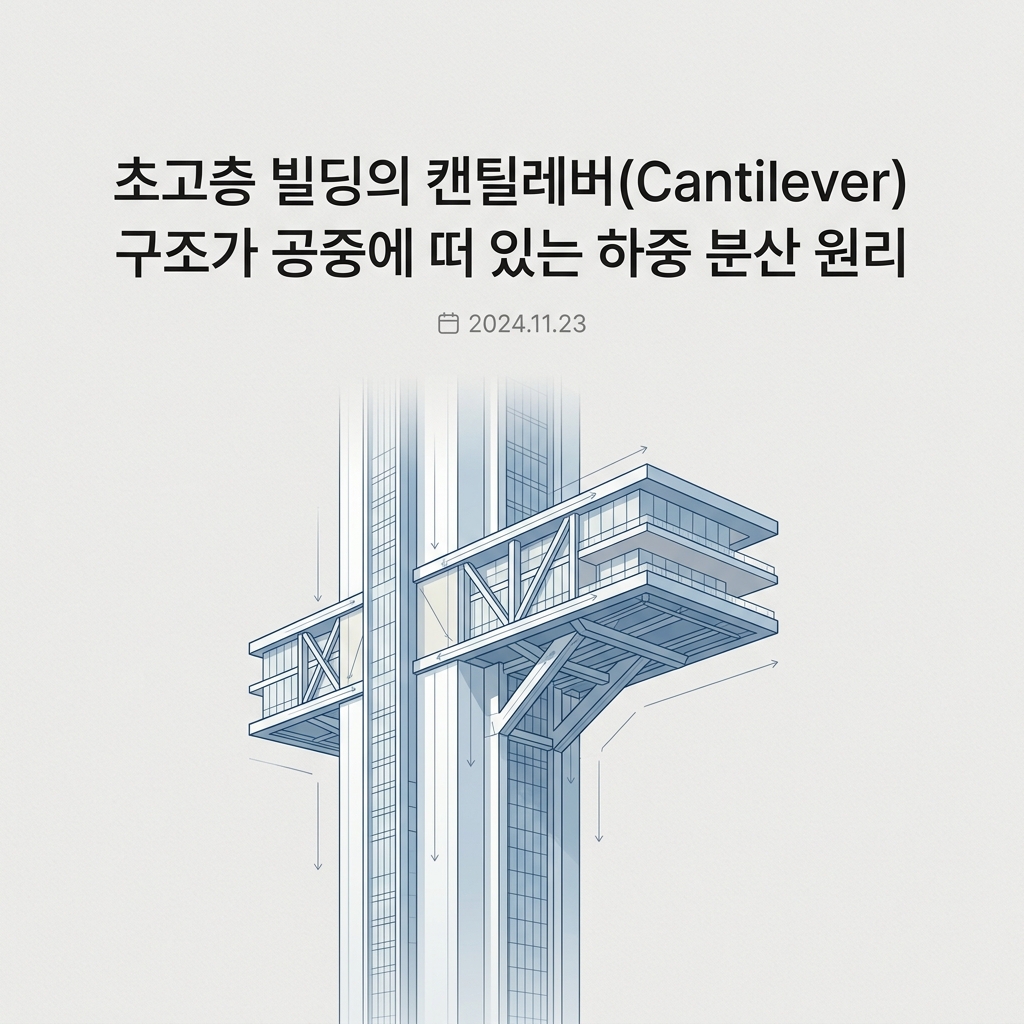초고층 빌딩의 캔틸레버(Cantilever) 구조가 공중에 떠 있는 하중 분산 원리