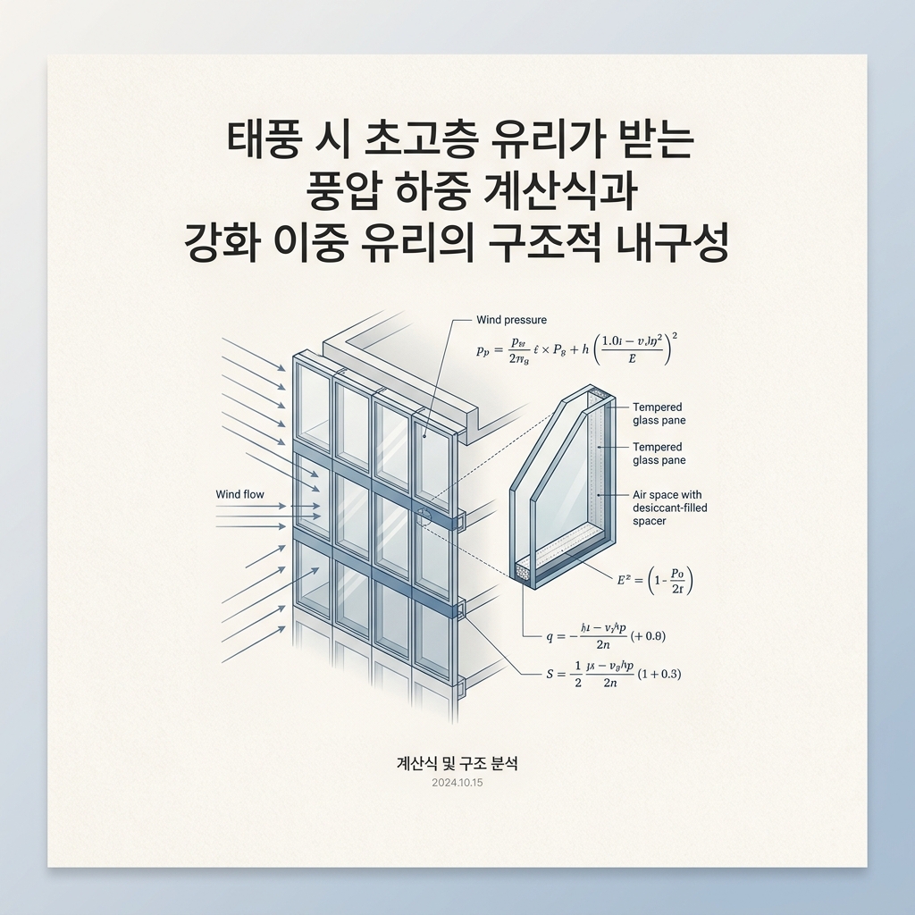 태풍 시 초고층 유리가 받는 풍압 하중 계산식과 강화 이중 유리의 구조적 내구성