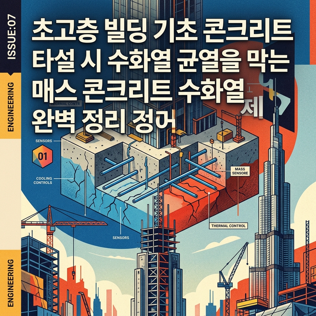 초고층 빌딩 기초 콘크리트 타설 시 수화열 균열을 막는 매스 콘크리트 수화열 제어 기술 완벽 정리